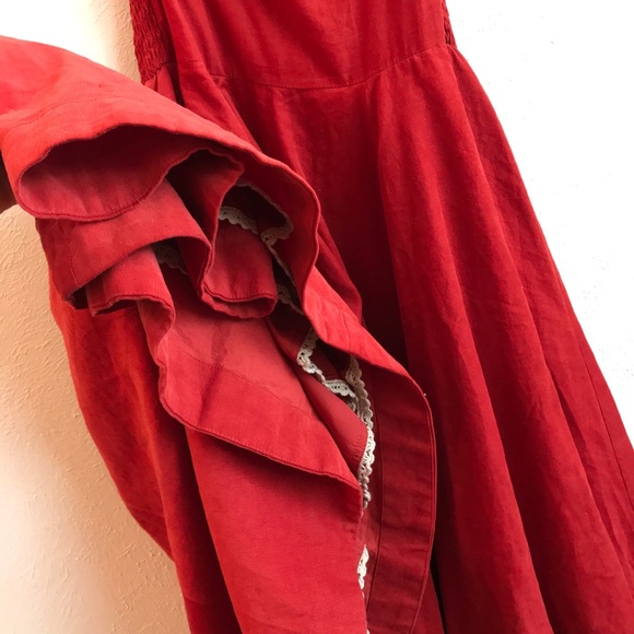 red vintage style corduroy dress - Picture 8 of 13